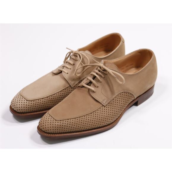 Peal & Co Brooks Brothers Beige Nubuck Brogue Suede Oxford Shoes UK 7.5 - US 8 main image 10